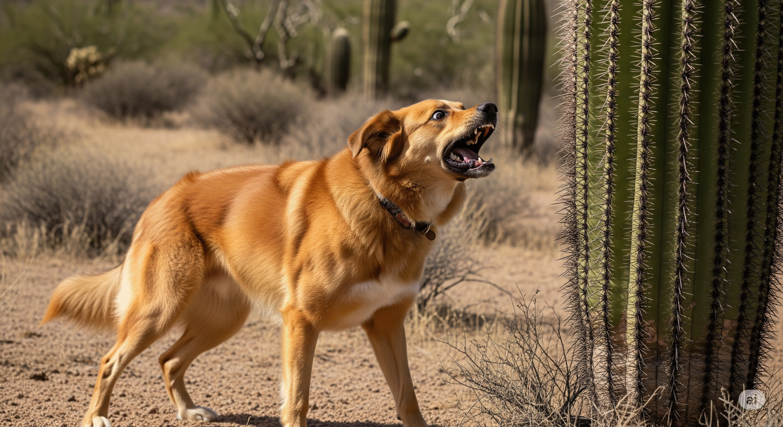 Ilustración satírica: un perro (representando a la industria del cuero) ladrando a un cactus (símbolo de los biocueros sostenibles), acompañado del lema 'Ladran, Sancho...'. Crítica visual al miedo de los lobbies ante los biomateriales.