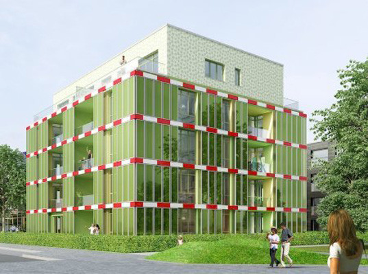 Fachada bioactiva de algas en el BIQ House de Hamburgo, primer edificio del mundo que usa microalgas para generar energía y regular temperatura